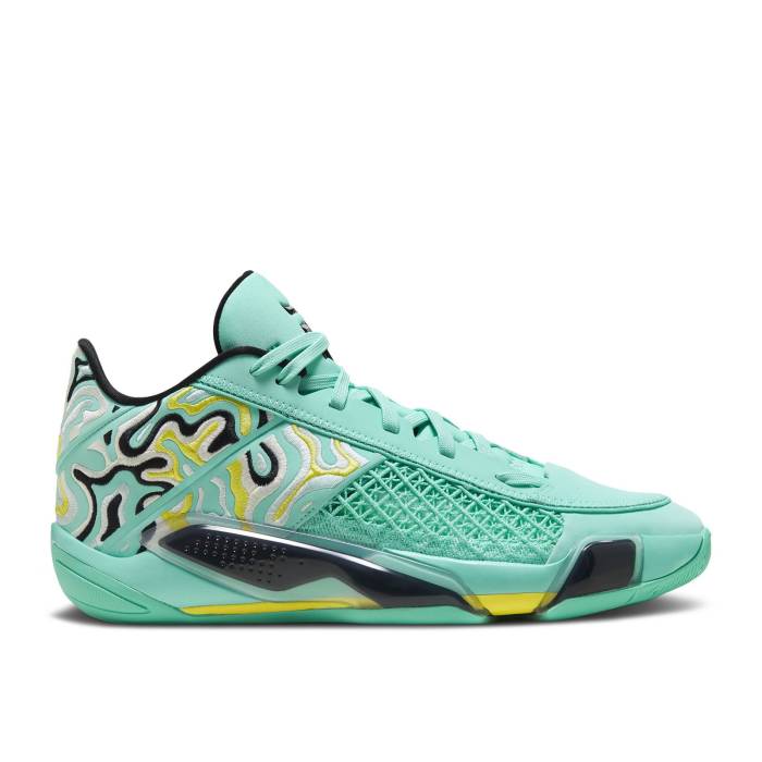 ナイキ エアジョーダン Air Jordan 【 Guo Ailun X Jordan 38 Low Pf \u0027Hyper Turquoise\u0027 Men Hyper Turquoise/Black/Canary/Teal Tint/Pale Ivory 】 メンズ 黒いこと 黒いこと 象牙色