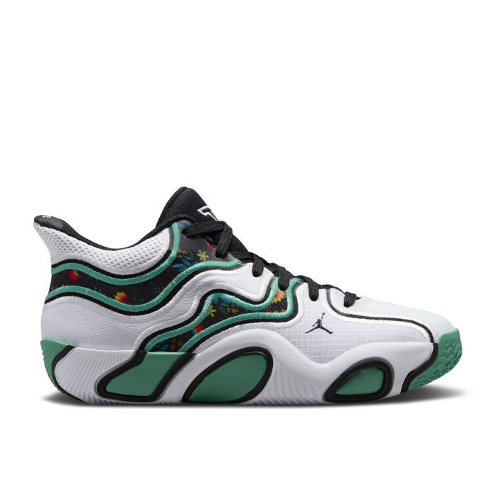 ナイキ エアジョーダン Air Jordan 【 Jordan Tatum 3 ガウス \u0027Welcome To The Garden Alternate\u0027 Youth White/Black/Kinetic Green 】 御坊っちゃん キッズ 白いこと 白いこと 黒いこと 黒いこと green 緑・緑であること