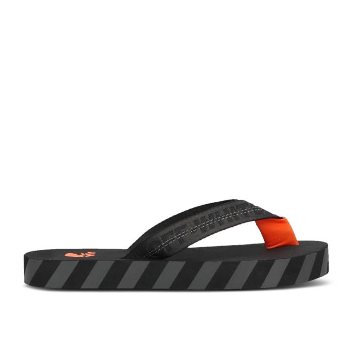 象牙色 Off-White 【 Flip Flops \u0027Logo Tape - Black\u0027 Men Black 】 メンズ 黒いこと 黒いこと
