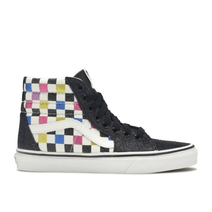 ヴァンズ Vans 【 Sk8-Hi \u0027Glitter Checkerboard\u0027 Men Black/True White 】 滑る御機嫌 メンズ 黒いこと 黒いこと 白いこと 白いこと