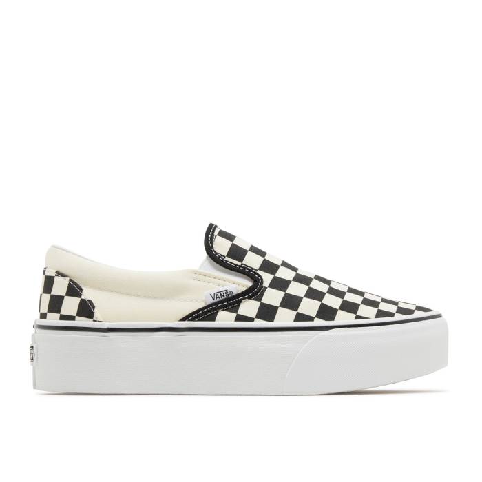 ヴァンズ Vans 【 Classic Slip-On Stackform \u0027Checkerboard - Black White\u0027 Men Black/Classic White 】 古典派音楽 slip-on スリッポン 黒いこと 黒いこと メンズ 黒いこと 黒いこと 古典派音楽 白いこと 白いこと