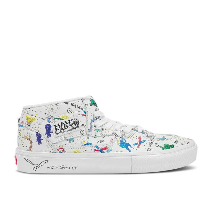 ヴァンズ Vans 【 No-Comply X Daniel Johnston X Half Cab \u0027Doodles\u0027 Men White/Multi-Color 】 二分の一 メンズ 白いこと 白いこと