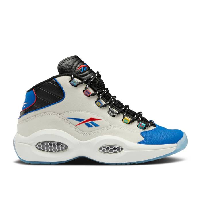 リーボック Reebok 【 Question Mid \u0027Answer To No One\u0027 Men Chalk/Core Black/Vector Blue 】 Question 問い合わせ ミッド メンズ 中核グループ 黒いこと 黒いこと 青碧 青碧