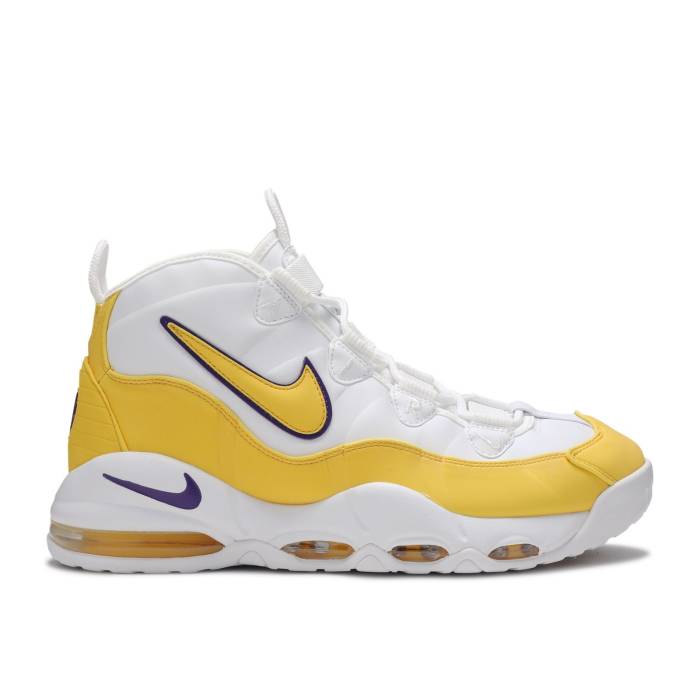 ナイキ Nike 【 Air Max Uptempo 95 \u0027Lakers\u0027 2019 Men White/Amarillo/Court Purple 】 マックス 引き上げるペース メンズ 白いこと 白いこと 厚地の外套 Purple 紫・パープル