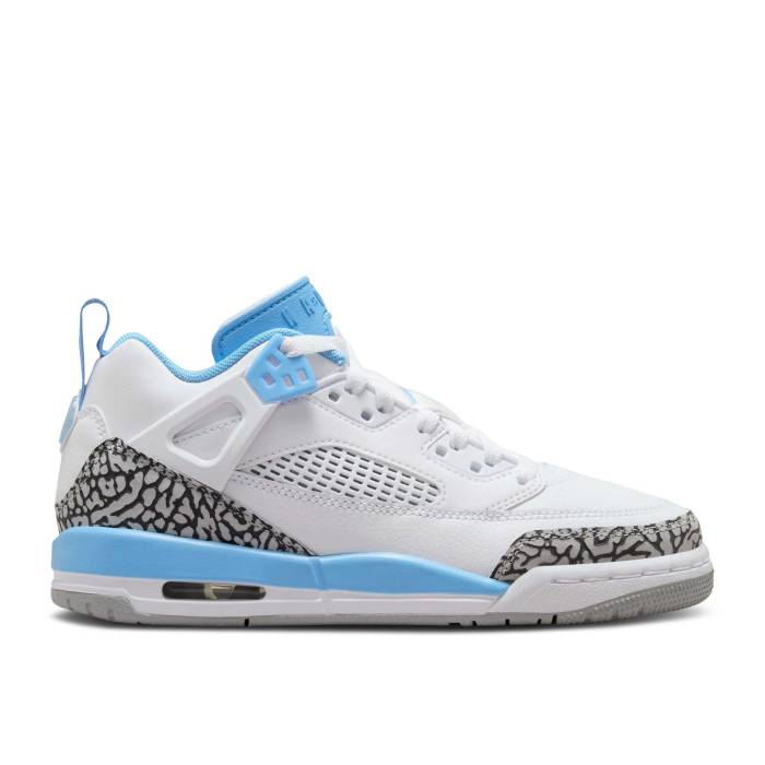 ナイキ エアジョーダン Air Jordan 【 Jordan Spizike Low ガウス \u0027Unc\u0027 Youth White/University Blue/Wolf Grey/Anthracite 】 御坊っちゃん キッズ 白いこと 白いこと 青味 青み 薄墨色 薄墨色