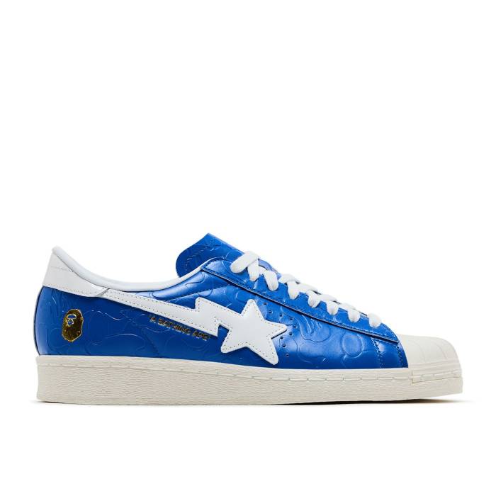 アディダス Adidas 【 Bape X Superstar Vintage \u0027Blue White\u0027 Men Blue/Cloud White/Off White 】 Superstar はやりっ子 vintage ビンテージ・ヴィンテージ メンズ 青味 青み 白いこと 白いこと