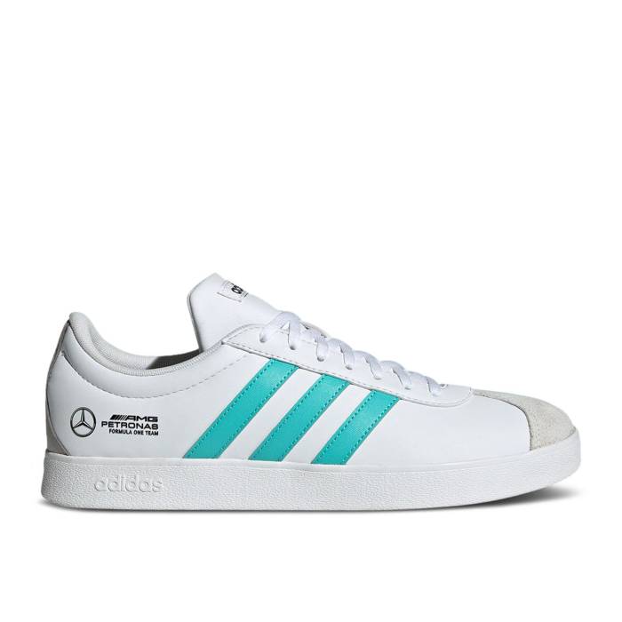 アディダス Adidas 【 Mercedes-Amg Petronas Formula One Team X Vl Court \u0027White Semi Mint Rush\u0027 Men Cloud White/Semi Mint Rush/Core Black 】 Team 野球クラブ 厚地の外套 メンズ 白いこと 白いこと rush 混雑時 中核グループ 黒いこと 黒いこと