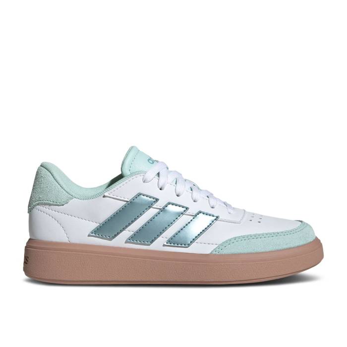 アディダス Adidas 【 Courtblock J \u0027Halo Mint\u0027 Youth Cloud White/Magic Grey Metallic/Halo Mint 】 お坊っちゃん キッズ 白いこと 白いこと 神通力 薄墨色 薄墨色