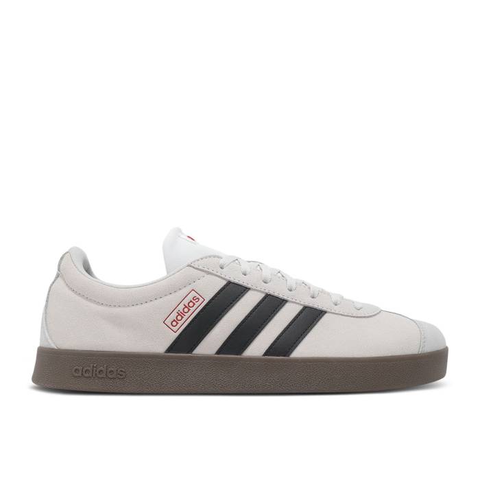 アディダス Adidas 【 Vl Court Classic \u0027Grey Black Gum\u0027 Men Grey/Red/Core Black/Gum 】 厚地の外套 古典派音楽 黒いこと 黒いこと メンズ 薄墨色 薄墨色 Red 赤・赤いこと 中核グループ 黒いこと 黒いこと