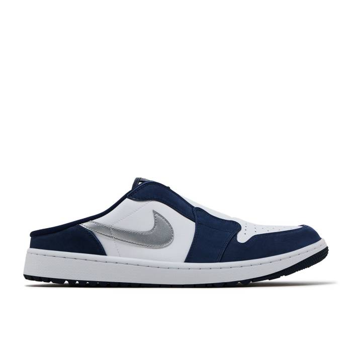 ナイキ エアジョーダン Air Jordan 【 Jordan 1 Mule Golf \u0027Midnight Navy\u0027 Men White/Midnight Navy/Metallic Silver 】 golf ゴルフ メンズ 白いこと 白いこと 紺色 米国海軍 Silver しろがね色・しろがね色