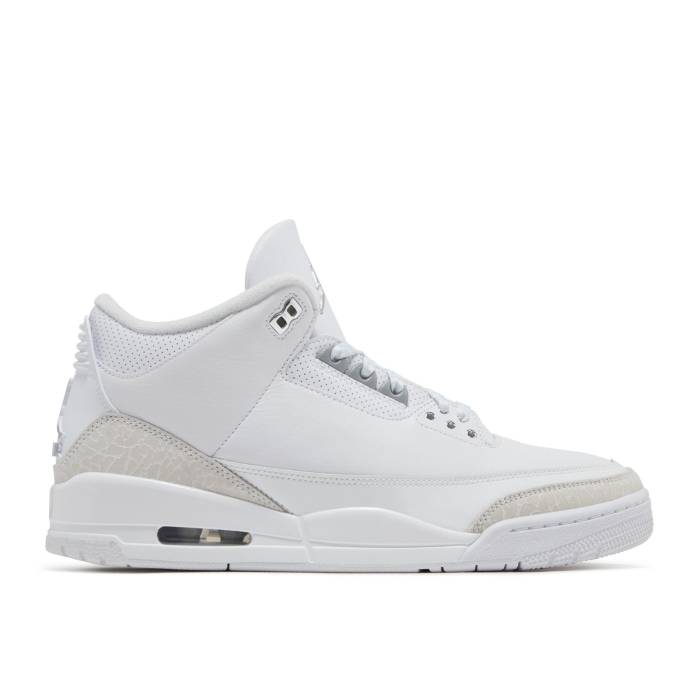ナイキ エアジョーダン Air Jordan 【 Jordan 3 Retro \u0027Pure Money\u0027 2025 Men White/Metallic Silver 】 レトロ メンズ 白いこと 白いこと Silver しろがね色・しろがね色