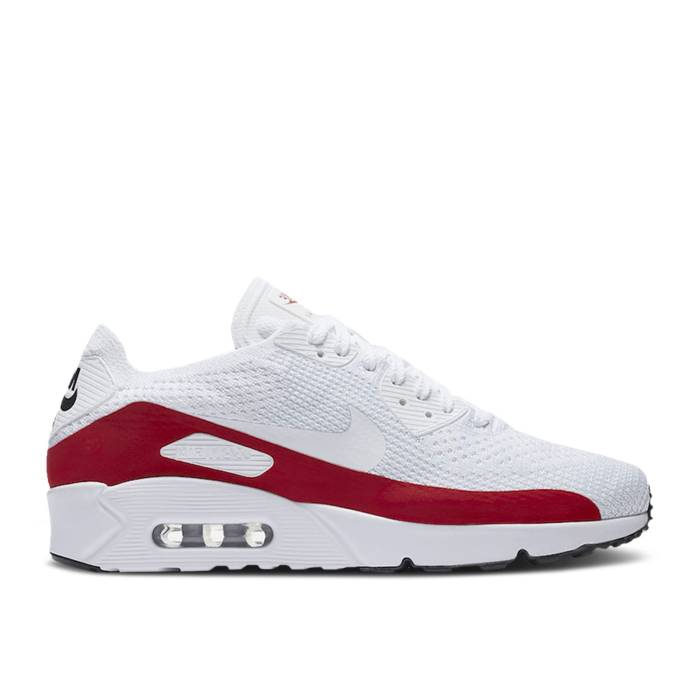 ナイキ Nike 【 Air Max 90 Ultra 2.0 Flyknit \u0027White Red\u0027 Men White/Red/Black 】 マックス ultra ウルトラ 飛球編み物 メンズ 白いこと 白いこと Red 赤・赤いこと 黒いこと 黒いこと