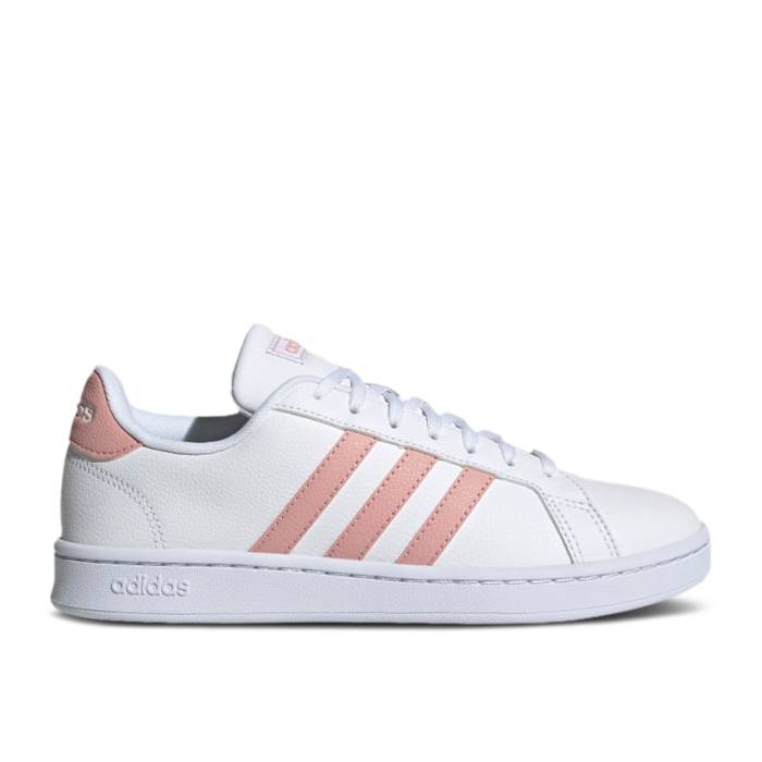 アディダス Adidas 【 Wmns Grand Court \u0027White Wonder Mauve\u0027 Women Cloud White/Wonder Mauve/Grey Two 】 地べた 厚地の外套 レディース 白いこと 白いこと 薄墨色 薄墨色