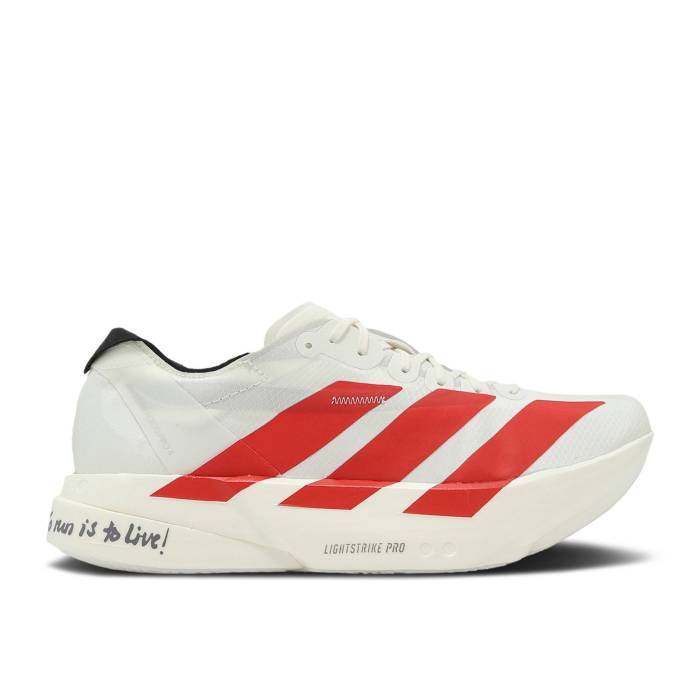 アディダス Adidas 【 Adizero Adios Pro 4 \u0027To Run Is To Live!\u0027 Men Off White/Better Scarlet/Core Black 】 アディゼロ アディオス 労働者階級 幽客 メンズ 白いこと 白いこと 中核グループ 黒いこと 黒いこと