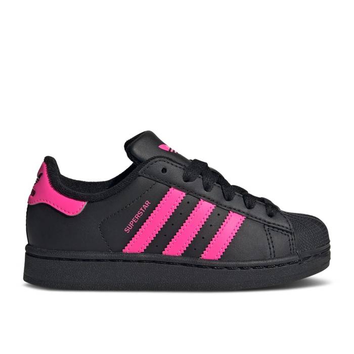 アディダス Adidas 【 Superstar 2 C 'Black Lucid Pink' Youth Core Black/Lucid Pink/Core Black 】 Superstar スーパースター ジュニア キッズ コア 黒色 ブラック pink ピンク｜スニケス