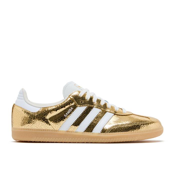 アディダス Adidas 【 Wmns Samba Og \u0027Cracked Metallic Pack - Gold\u0027 Women Gold Metallic/White/Core White 】 サンバ レディース ゴールド 白いこと 白いこと 中核グループ