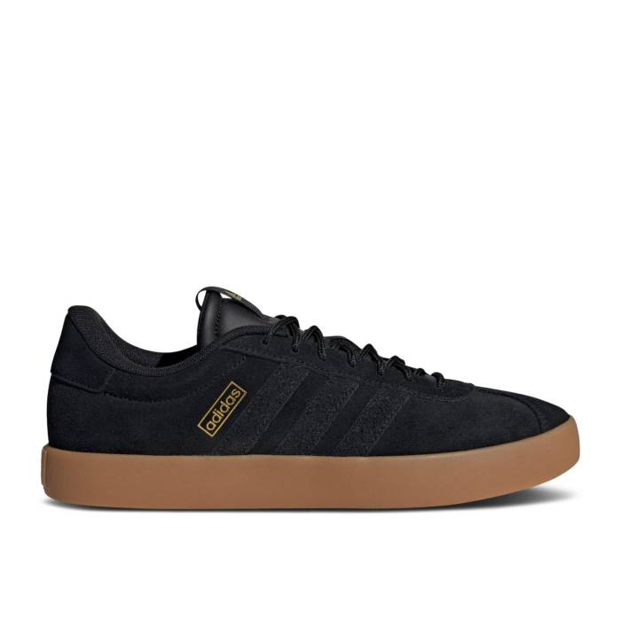 アディダス Adidas 【 Vl Court 3.0 \u0027Black Gum\u0027 Men Core Black/Core Black/Gold Metallic 】 厚地の外套 メンズ 中核グループ 黒いこと 黒いこと ゴールド