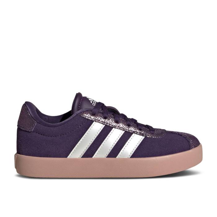 アディダス Adidas 【 Vl Court 3.0 K \u0027Aurora Plum\u0027 Youth Aurora Plum/Zero Metalic/Pink Gum 】 厚地の外套 お坊っちゃん キッズ 無し pink さくら色