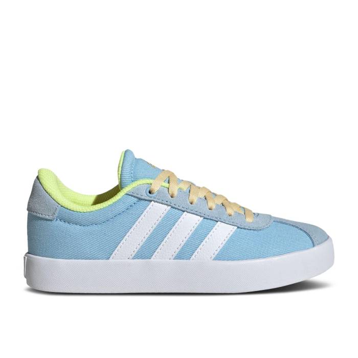 アディダス Adidas 【 Vl Court 3.0 K \u0027Clear Sky\u0027 Youth Clear Sky/Cloud White/Hi-Res Yellow 】 厚地の外套 お坊っちゃん キッズ 天の原 白いこと 白いこと yellow 黄味がかった・黄色