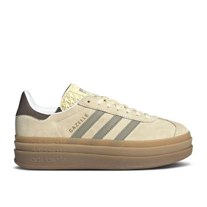 アディダス Adidas 【 Wmns Gazelle Bold \u0027Warm Vanilla Silver Pebble\u0027 Women Warm Vanilla/Silver Pebble/Earth Strata 】 ガゼル Silver しろがね色・しろがね色 レディース ウォーム Silver しろがね色・しろがね色
