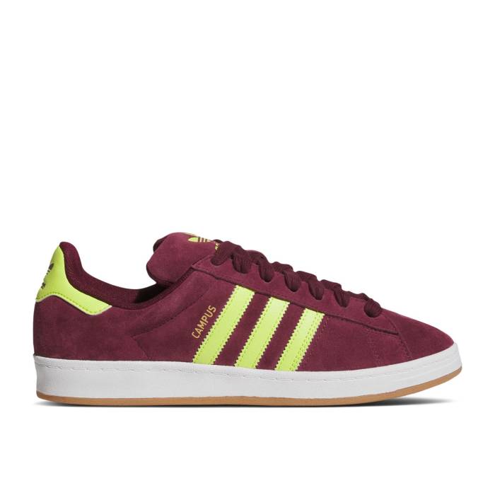 アディダス Adidas 【 Campus Adv \u0027Maroon Solar Yellow\u0027 Men Maroon/Semi Solar Yellow/Cloud White 】 校庭 メンズ マルーン yellow 黄味がかった・黄色 白いこと 白いこと