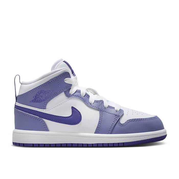 ナイキ エアジョーダン Air Jordan 【 Jordan 1 Mid Ps \u0027Dusty Amethyst\u0027 Youth Dusty Amethyst/White/Court Purple 】 ミッド お坊っちゃん キッズ 白いこと 白いこと 厚地の外套 Purple 紫・パープル