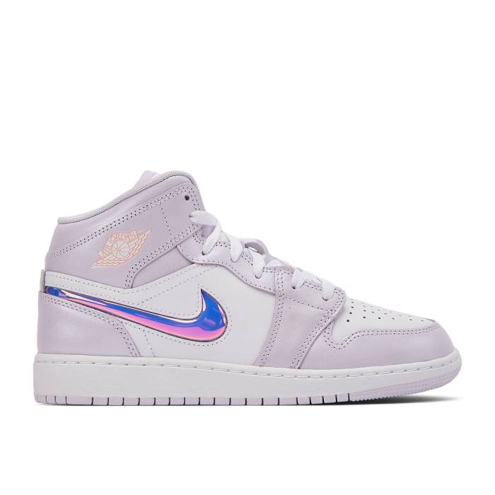 ナイキ　エアジョーダン Air Jordan 【 Jordan 1 Mid Se Gs 'Barely Grape Atomic Pink' Youth Barely Grape/Atomic Pink/White 】 ミッド ジュニア キッズ pink ピンク 白色 ホワイト｜スニケス