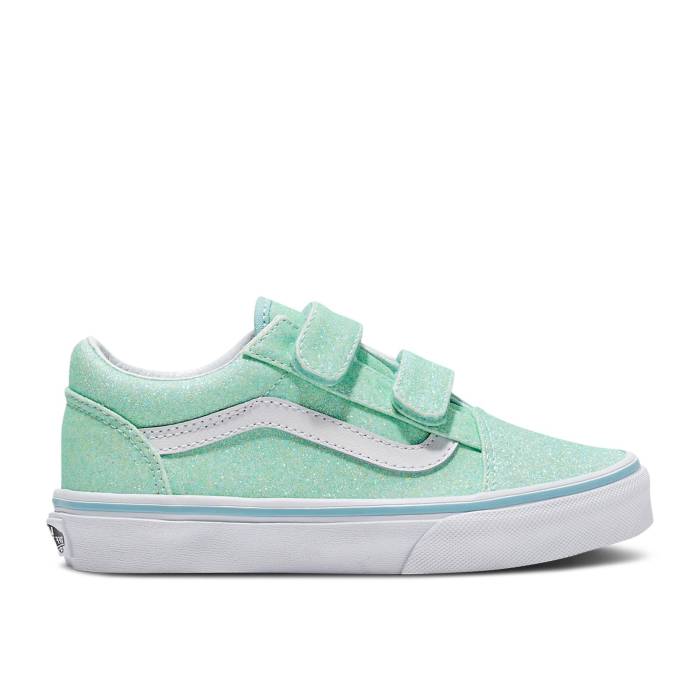 ヴァンズ Vans 【 Old Skool V Kids 'Glitter - Pastel Blue' Youth Glitter Pastel Blue 】 ジュニア キッズ 青色 ブルー|スニケス