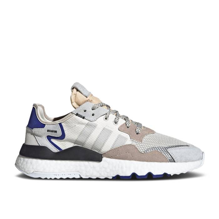 アディダス Adidas 【 Nite Jogger White Active Blue Men Raw White/Grey One/Active Blue 】 ジョガーパンツ メンズ 白色 ホワイト 灰色 グレー 青色 ブルー