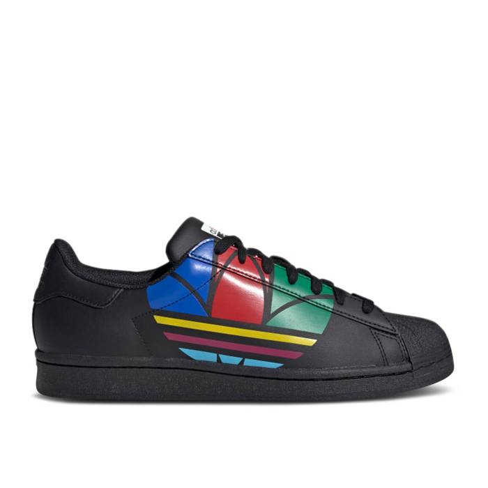 アディダス Adidas 【 Superstar Pure \u0027Colorful Trefoil - Core Black\u0027 Men Core Black/Red/Blue 】 Superstar はやりっ児 純然たる トレフォイル 中核グループ メンズ 中核グループ 黒いこと 黒いこと Red 赤・赤いこと 青み 青色