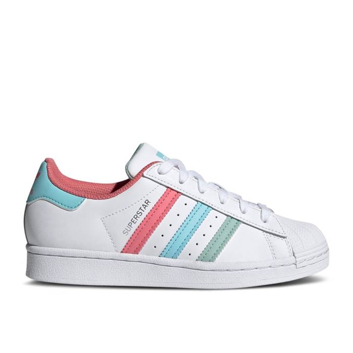 アディダス Adidas 【 Superstar J 'White Hazy Rose Sky' Youth Cloud White/Hazy Rose/Hazy Sky 】 Superstar スーパースター Rose ローズ ジュニア キッズ 白色 ホワイト Rose ローズ スカイ｜スニケス