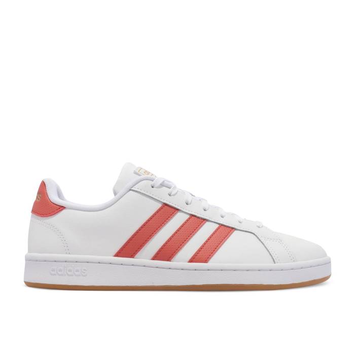 アディダス Adidas 【 Grand Court \u0027White Crew Red\u0027 Men Cloud White/Crew Red/Gum 】 地びた 厚地の外套 労働者の一団 メンズ 白いこと 白いこと 労働者の一団 Red 赤・赤いこと