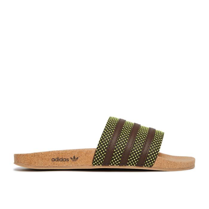 アディダス Adidas 【 Adilette Slide \u0027Plant And Grow\u0027 Men Brown/Brown/Semi Frozen Yellow 】 アディレッタ Slide サンダル メンズ 赤銅色 赤銅色 yellow 黄味がかった・黄色