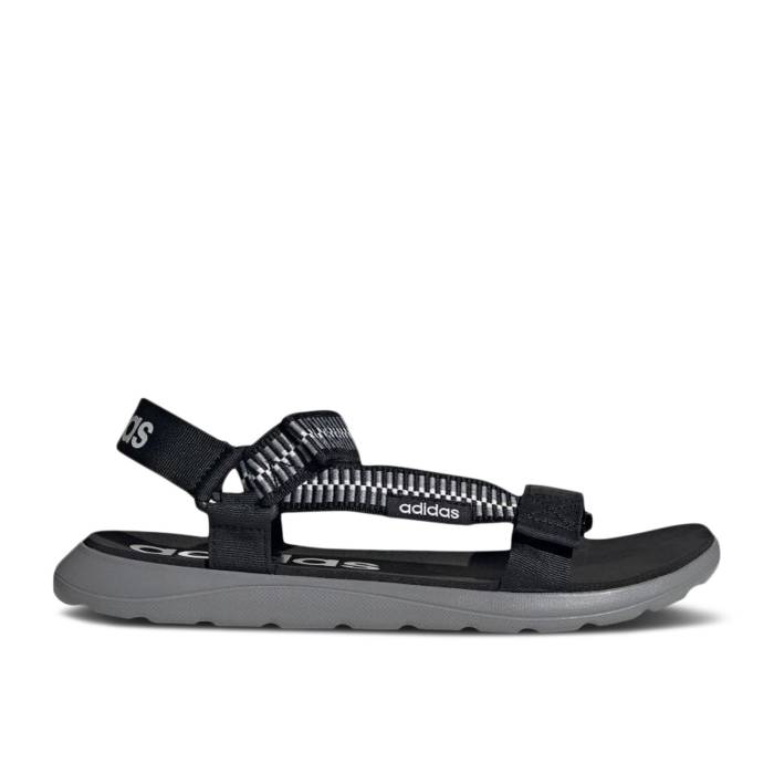 アディダス Adidas 【 Comfort Sandal Core Black Men Core Black/Footwear White/Pure Grey 】 メンズ コア 黒色 ブラック 白色 ホワイト ピュア 灰色 グレー
