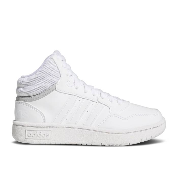 アディダス Adidas 【 Hoops Mid J 'White Grey' Youth Cloud White/Cloud White/Grey Two 】 ミッド ジュニア キッズ 白色 ホワイト 灰色 グレー|スニケス