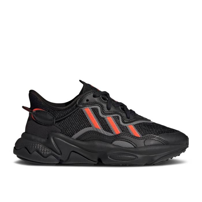 アディダス Adidas 【 Ozweego J 'Black Solar Red' Youth Core Black/Solar Red/Grey Six 】 ジュニア キッズ コア 黒色 ブラック Red 赤・レッド 灰色 グレー｜スニケス