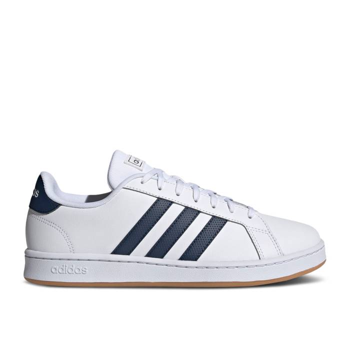 アディダス Adidas 【 Grand Court \u0027White Crew Navy Gum\u0027 Men Cloud White/Crew Navy/Gum 】 地べた 厚地の外套 労働者の一団 紺色 米国海軍 メンズ 白いこと 白いこと 労働者の一団 紺色 米国海軍