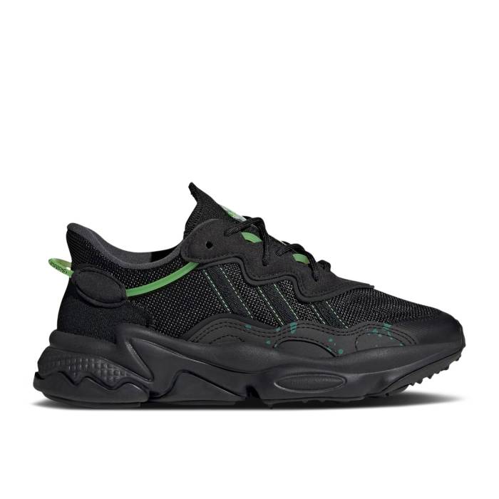 アディダス Adidas 【 Ozweego Big Kid \u0027Luminescent\u0027 Youth Core Black/Core Black/Solar Green 】 御坊っちゃん キッズ 中核グループ 黒いこと 黒いこと green 緑・緑であること