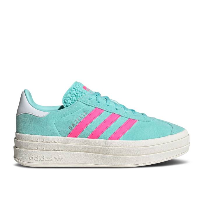 アディダス Adidas 【 Wmns Gazelle Bold \u0027Flash Aqua Lucid Pink\u0027 Women Flash Aqua/Lucid Pink/Cloud White 】 ガゼル アクア レディース アクア pink サクラ色 白いこと 白いこと