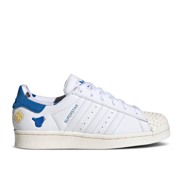アディダス Adidas 【 Lego X Superstar J \u0027Bluebird\u0027 Youth Cloud White/Cloud White/Bright Royal 】 Superstar はやりっ子 御坊っちゃん キッズ 白いこと 白いこと
