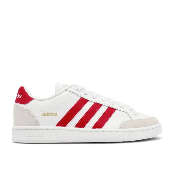 アディダス Adidas 【 Grand Court Se \u0027White Scarlet\u0027 Men Cloud White/Scarlet/Chalk White 】 地べた 厚地の外套 メンズ 白いこと 白いこと