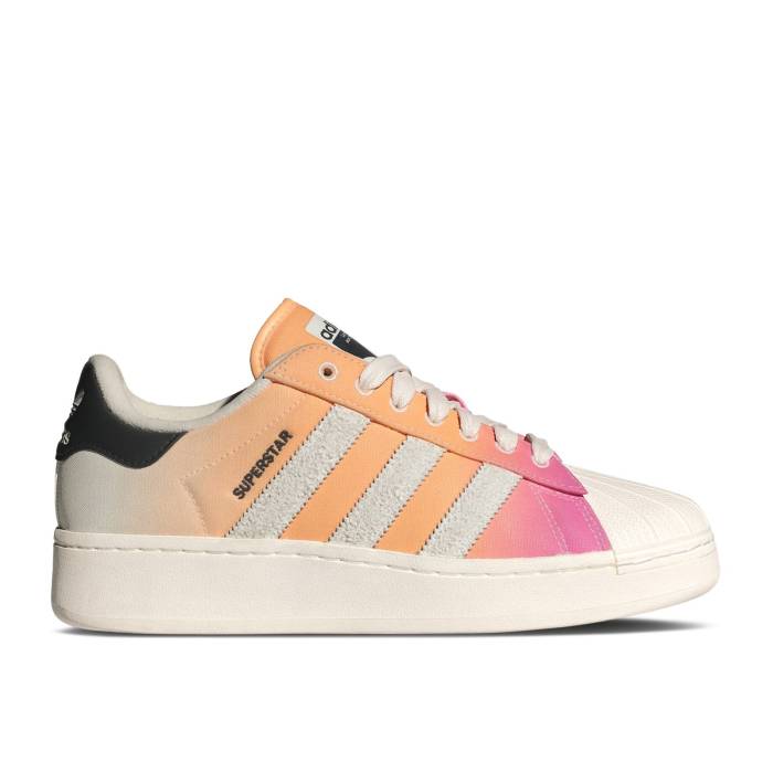 アディダス Adidas 【 Superstar Xlg \u0027Sunset\u0027 Men Bliss Pink/Acid Orange/Cloud White 】 Superstar はやりっ児 メンズ pink サクラ色 orange 橙・オレンジ色 白いこと 白いこと