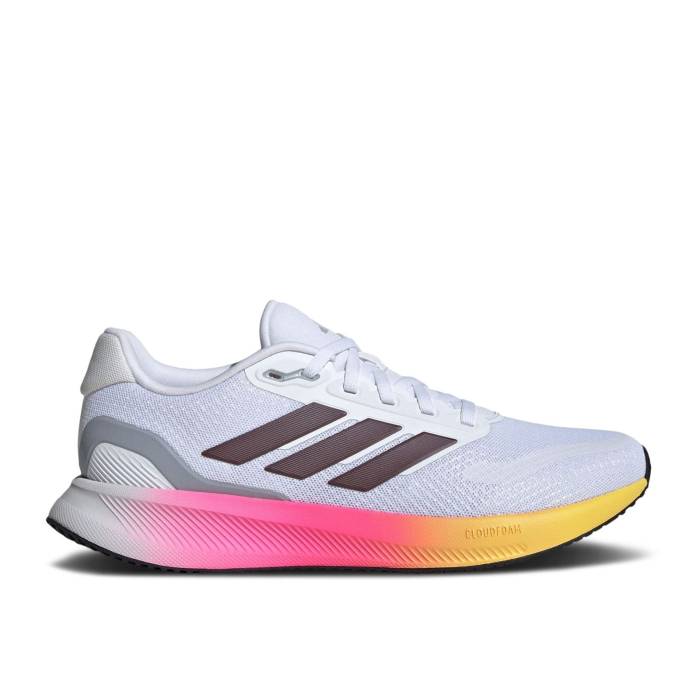 アディダス Adidas 【 Wmns Runfalcon 5 \u0027White Lucid Pink\u0027 Women Cloud White/Aurora Metallic/Core Black 】 レディース 白いこと 白いこと 中核グループ 黒いこと 黒いこと