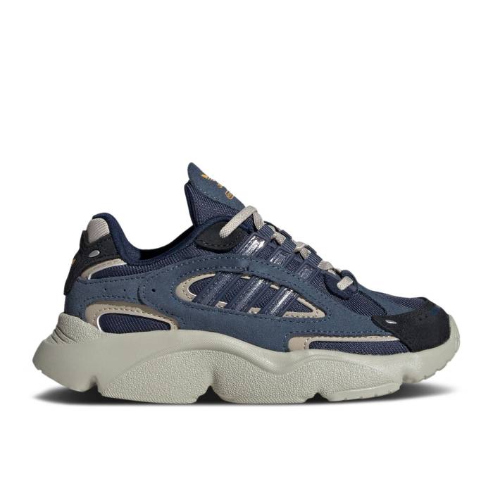 アディダス Adidas 【 Ozmillen Elastic Lace C \u0027Preloved Ink Wonder Beige\u0027 Youth Preloved Ink/Night Indigo/Wonder Beige 】 御坊っちゃん キッズ ナイト爵 藍色・インディゴ ベージュ