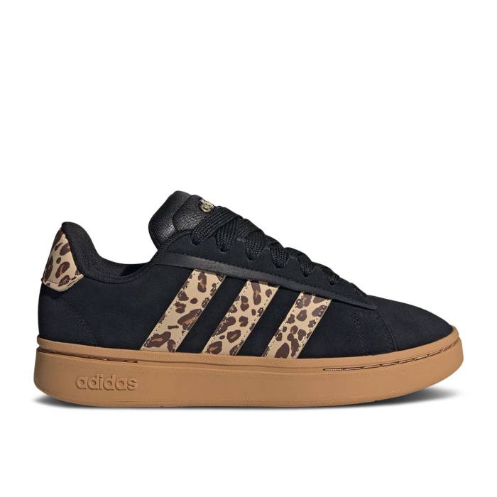 アディダス Adidas 【 Wmns Grand Court Alpha 00S 'Leopard' Women Core Black/Shadow Brown/Matte Gold 】 グランド コート アルファ レディース コア 黒色 ブラック シャドー・シャドウ 茶色 ブラウン ゴールド|スニケス