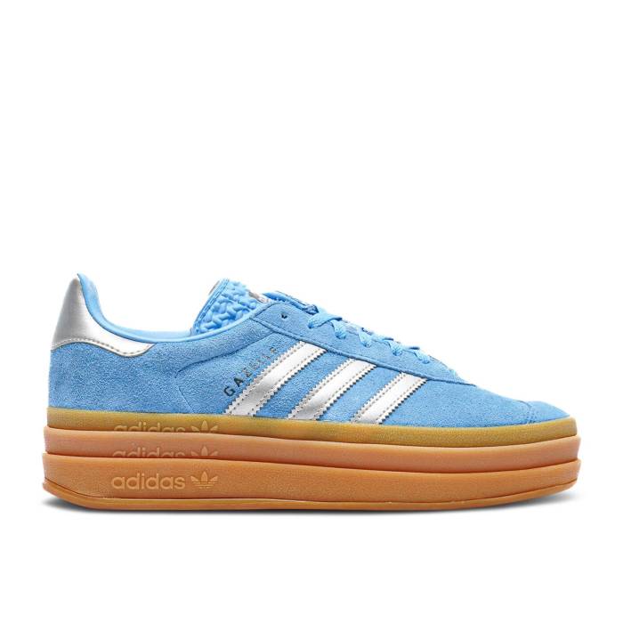 アディダス Adidas 【 Wmns Gazelle Bold \u0027Blue Burst Silver Metallic\u0027 Women Blue Burst/Silver Metallic/Aurora Ink 】 ガゼル 張りさける Silver しろがね色・しろがね色 レディース 青味 青み 張りさける Silver しろがね色・しろがね色