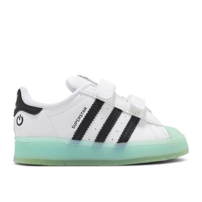 アディダス Adidas 【 Superstar Cf I \u0027Led Lights - White Semi Flash Aqua\u0027 Infant Cloud White/Semi Flash Aqua/Core Black 】 Superstar はやりっ子 白いこと 白いこと もの言う花 白いこと 白いこと アクア 中核グループ 黒いこと 黒いこと
