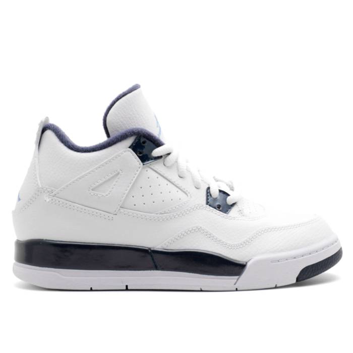 ナイキ エアジョーダン Air Jordan 【 Jordan 4 Retro Ls Ps Columbia Youth White/Midnight Navy/Legend Blue 】 レトロ ジュニア キッズ 白色 ホワイト 紺色 ネイビー Legend レジェンド 青色 ブルー