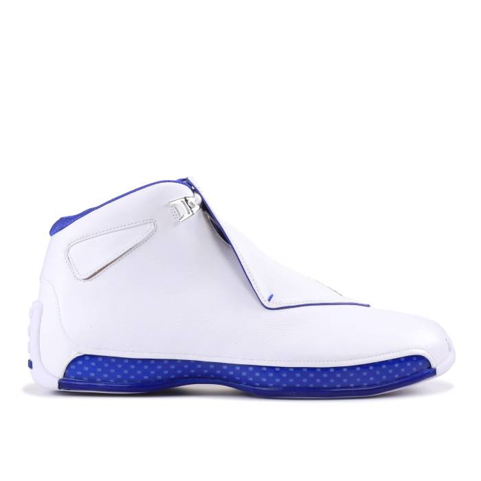 ナイキ エアジョーダン Air Jordan 【 Jordan 18 Retro \u0027White Sport Royal\u0027 2018 Men White/Sport Royal/White/Metallic Silver 】 レトロ メンズ 白いこと 白いこと Silver しろがね色・しろがね色