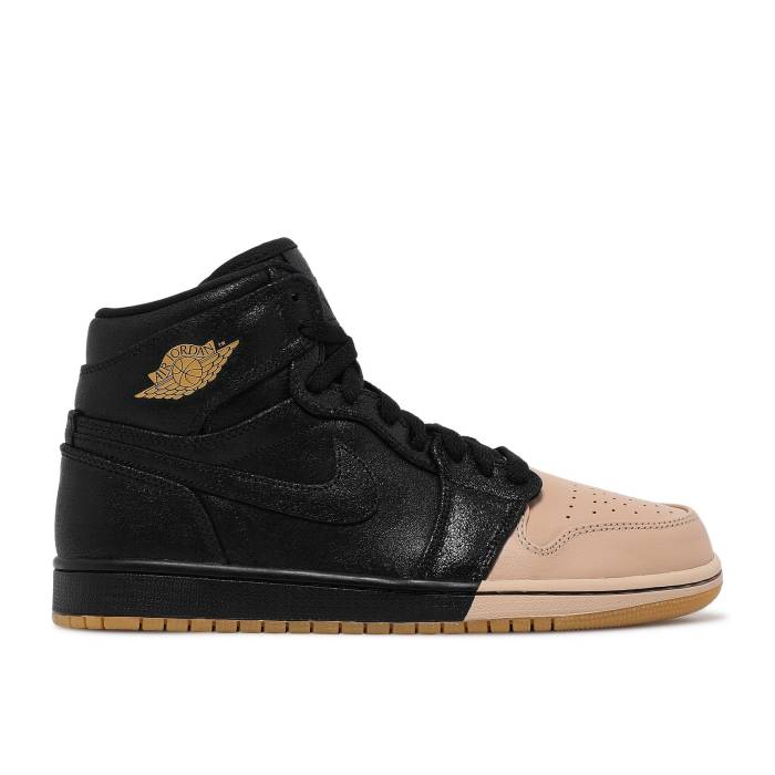ナイキ エアジョーダン Air Jordan 【 Wmns Jordan 1 Retro High Premium \u0027Dipped Toe - Black\u0027 Women Black/Metallic Gold 】 レトロ ご機嫌 Premium 割り増し金 レディース 黒いこと 黒いこと ゴールド